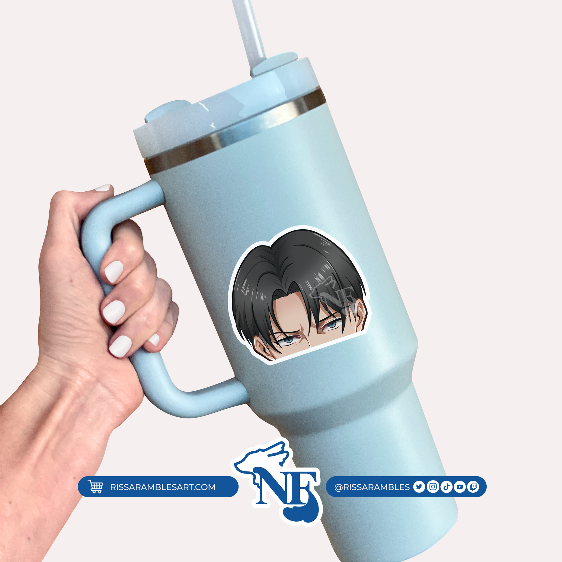 A O T Levi Ackerman Peeker Vinyl Decal Sticker | Anime Peeker Sticker for Cars, Water Bottles, Laptops | Anime Gifts for Her, Him Printify