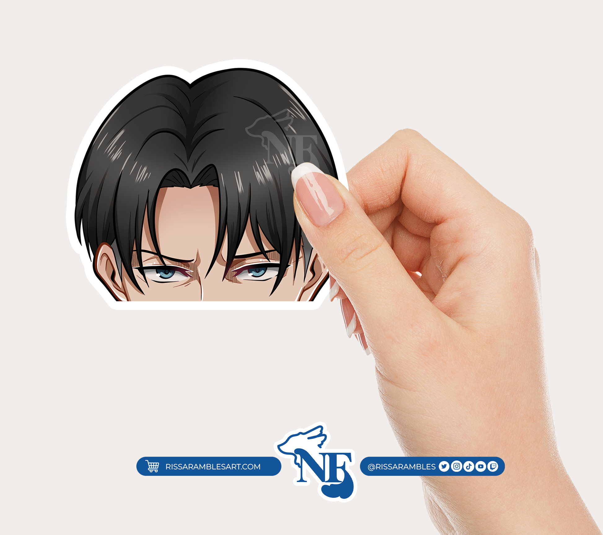 A O T Levi Ackerman Peeker Vinyl Decal Sticker | Anime Peeker Sticker for Cars, Water Bottles, Laptops | Anime Gifts for Her, Him Printify