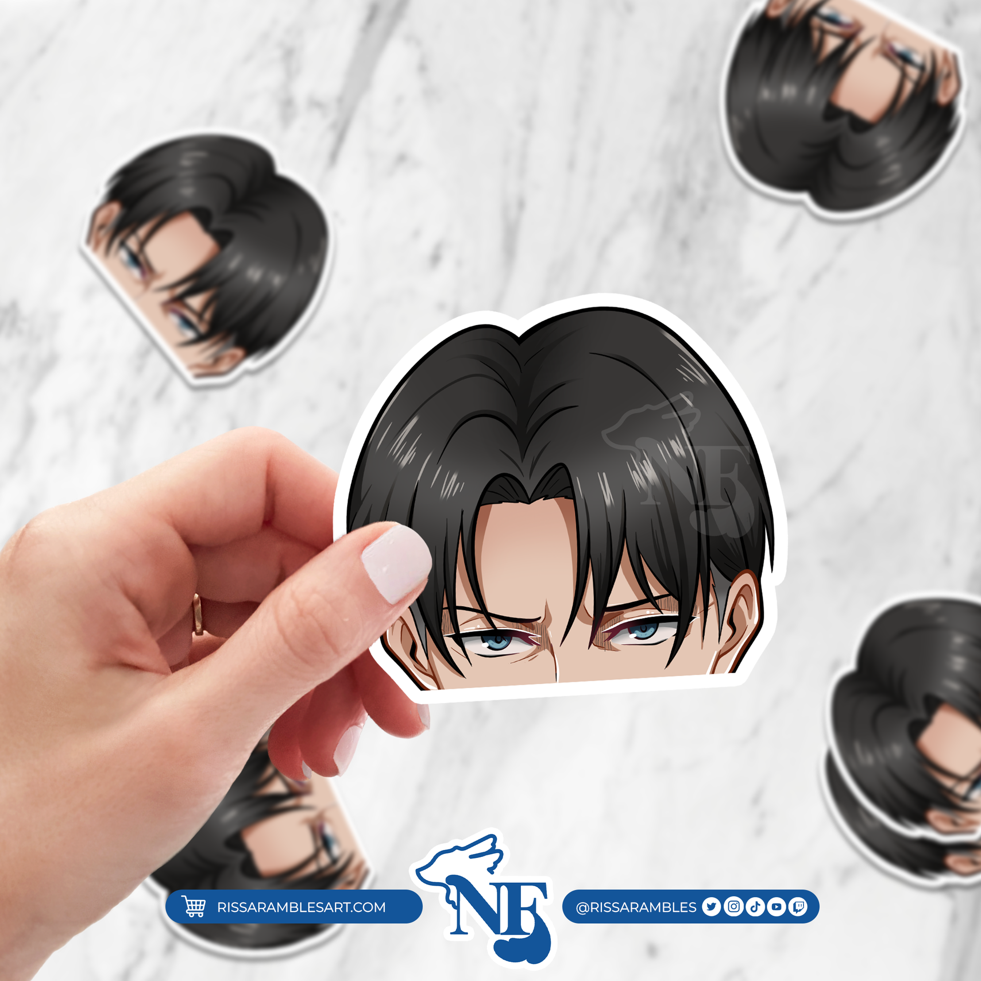 A O T Levi Ackerman Peeker Vinyl Decal Sticker | Anime Peeker Sticker for Cars, Water Bottles, Laptops | Anime Gifts for Her, Him Printify
