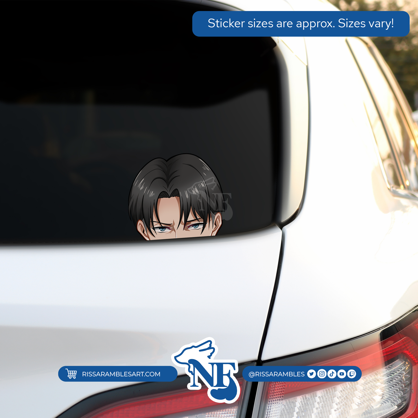 A O T Levi Ackerman Peeker Vinyl Decal Sticker | Anime Peeker Sticker for Cars, Water Bottles, Laptops | Anime Gifts for Her, Him Printify