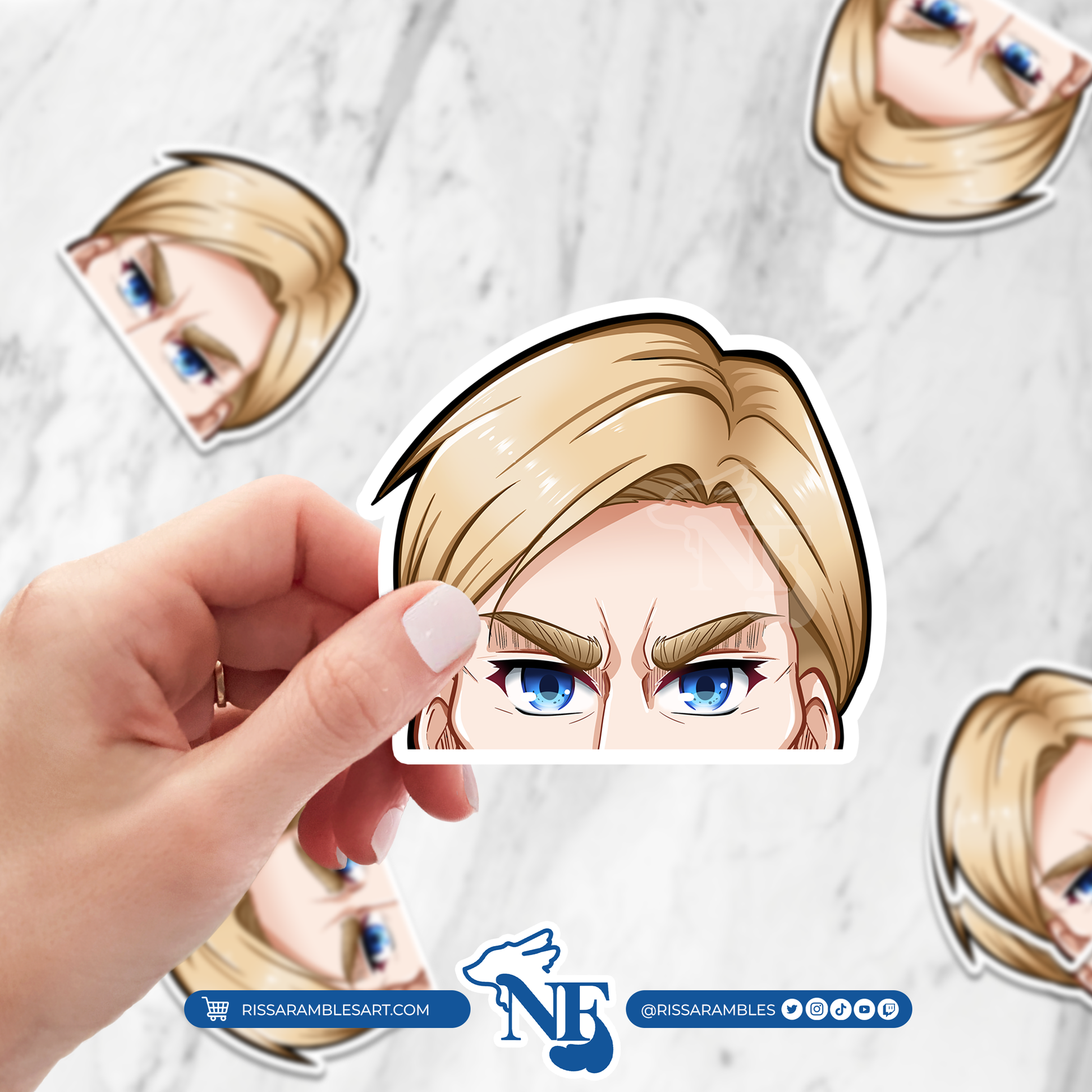 A O T Erwin Smith Peeker Vinyl Decal Sticker | Anime Peeker Sticker for Cars, Water Bottles, Laptops | Anime Gifts for Her, Him Printify