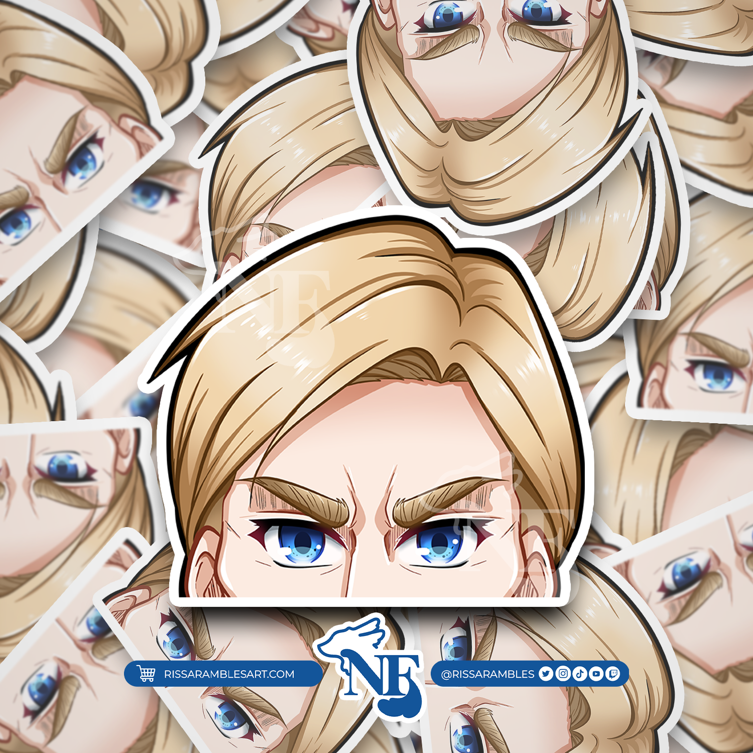 A O T Erwin Smith Peeker Vinyl Decal Sticker | Anime Peeker Sticker for Cars, Water Bottles, Laptops | Anime Gifts for Her, Him Printify