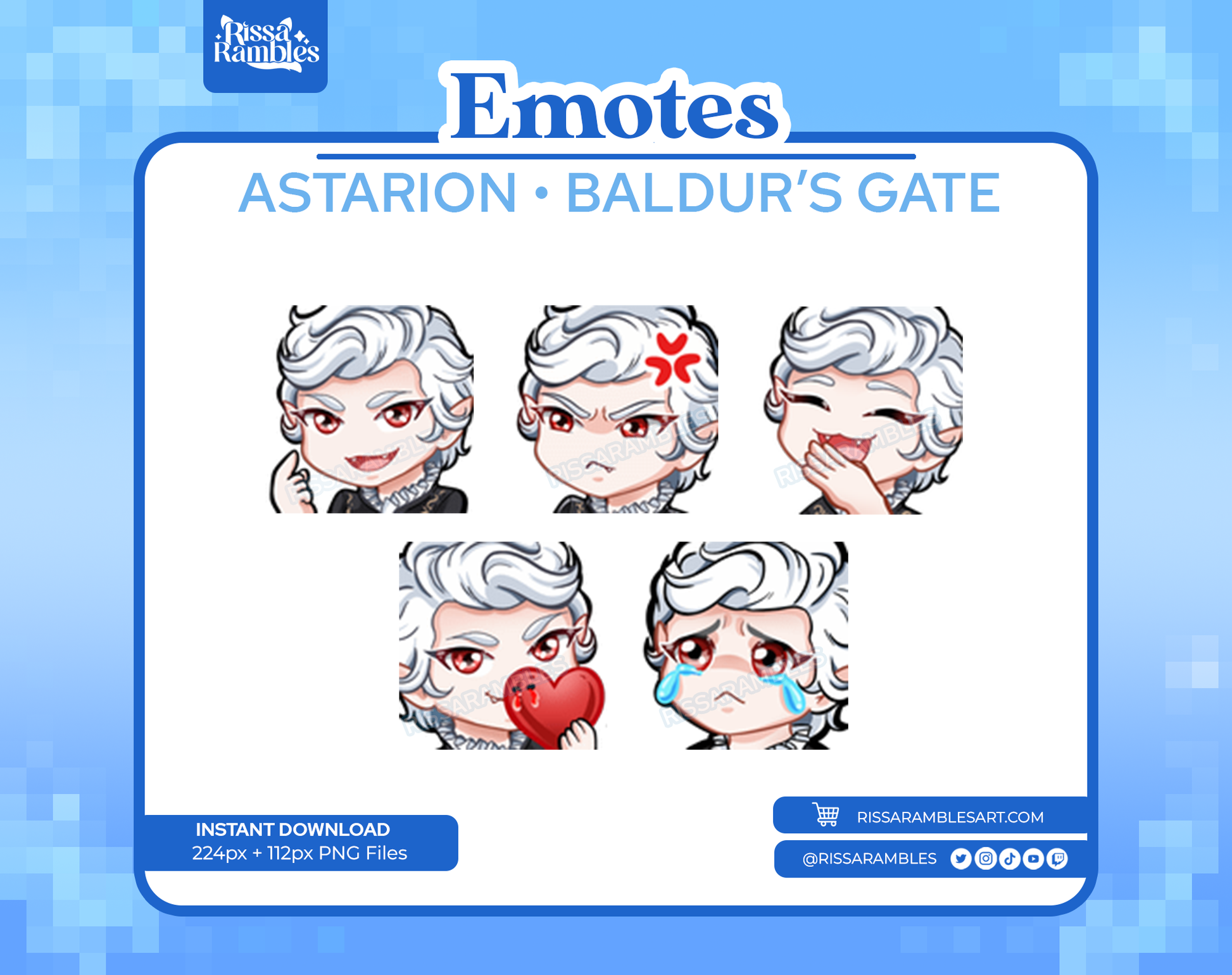 Astarion Baldur's Gate 3 Emotes | Baldurs Gate 3 | Discord Emotes Rissa Rambles