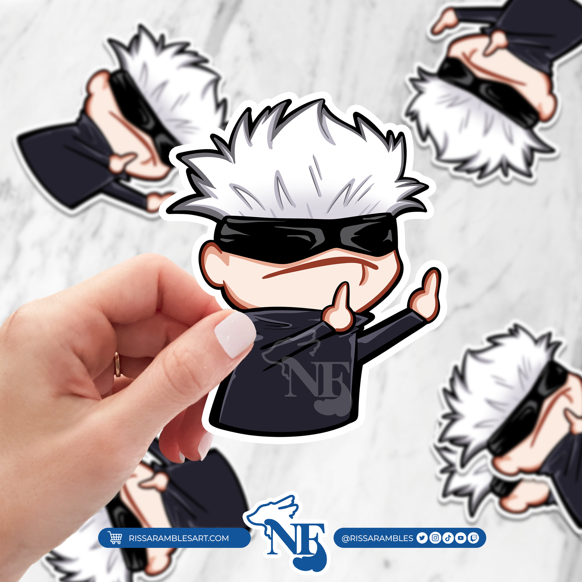 J J K Satoru Gojo | Anime Stickers RissaRambles | NightFox Co.