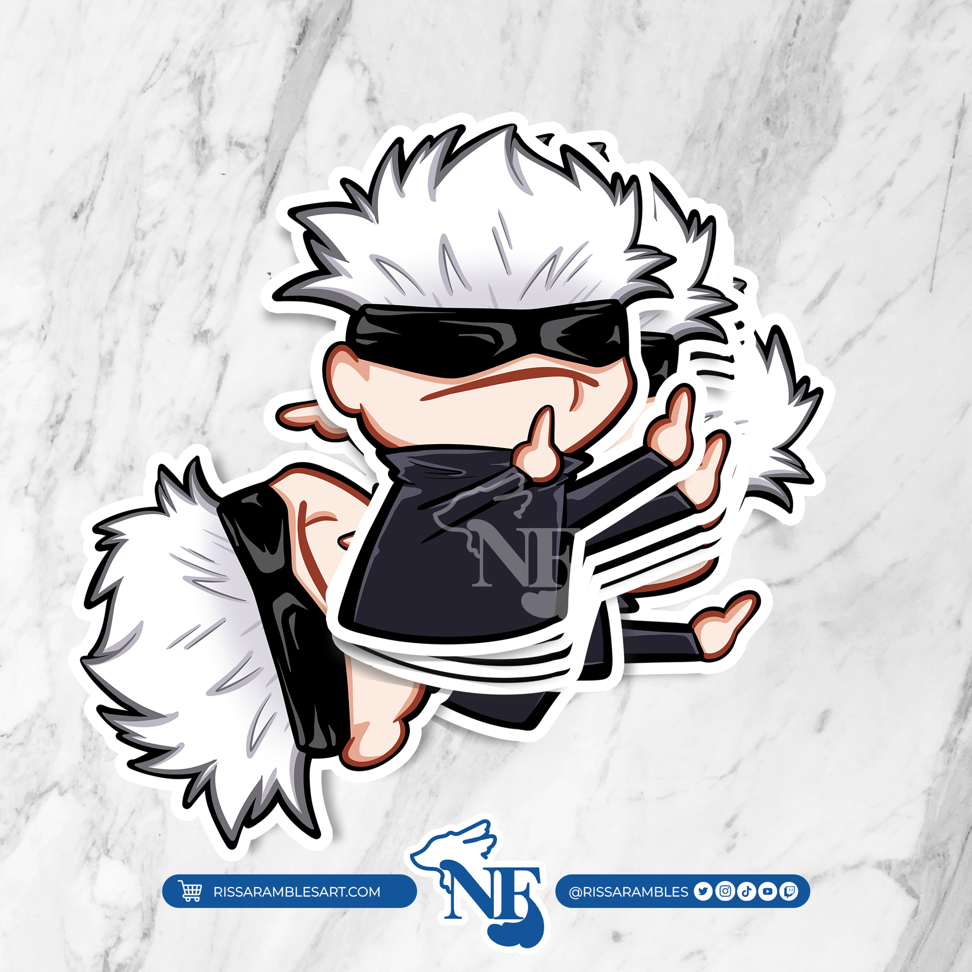 J J K Satoru Gojo | Anime Stickers RissaRambles | NightFox Co.