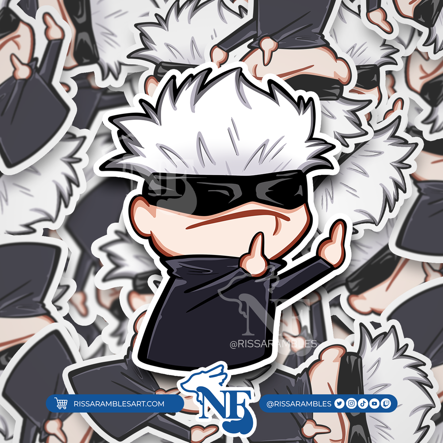 J J K Satoru Gojo | Anime Stickers RissaRambles | NightFox Co.