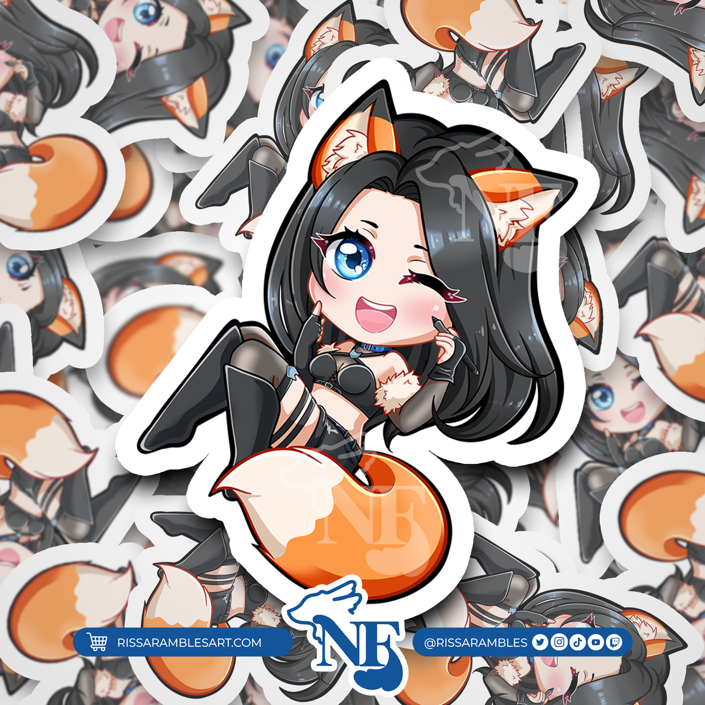 Anime Girl Fox Sticker | Anime Stickers | VTuber Sticker | Vinyl Stickers | Stickers for Laptop | Water Bottle Stickers | Water Resistant Printify