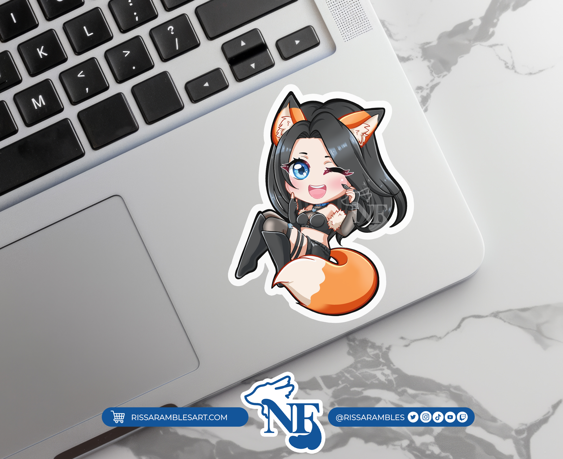 Anime Girl Fox Sticker | Anime Stickers | VTuber Sticker | Vinyl Stickers | Stickers for Laptop | Water Bottle Stickers | Water Resistant Printify