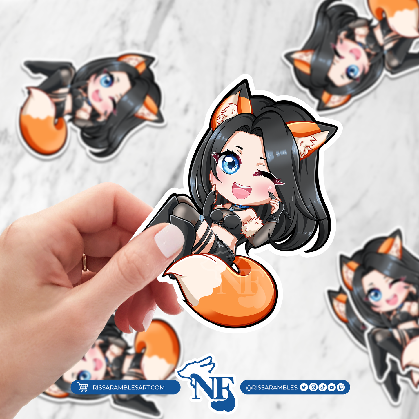 Anime Girl Fox Sticker | Anime Stickers | VTuber Sticker | Vinyl Stickers | Stickers for Laptop | Water Bottle Stickers | Water Resistant Printify