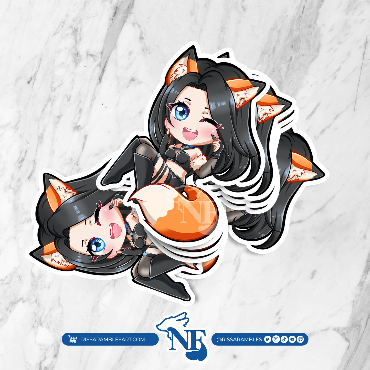 Anime Girl Fox Sticker | Anime Stickers | VTuber Sticker | Vinyl Stickers | Stickers for Laptop | Water Bottle Stickers | Water Resistant Printify