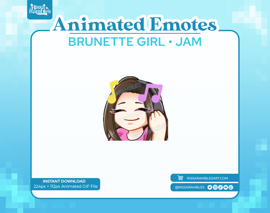 Brunette Girl Twitch Emotes (Animated) | Jam Emote Rissa Rambles