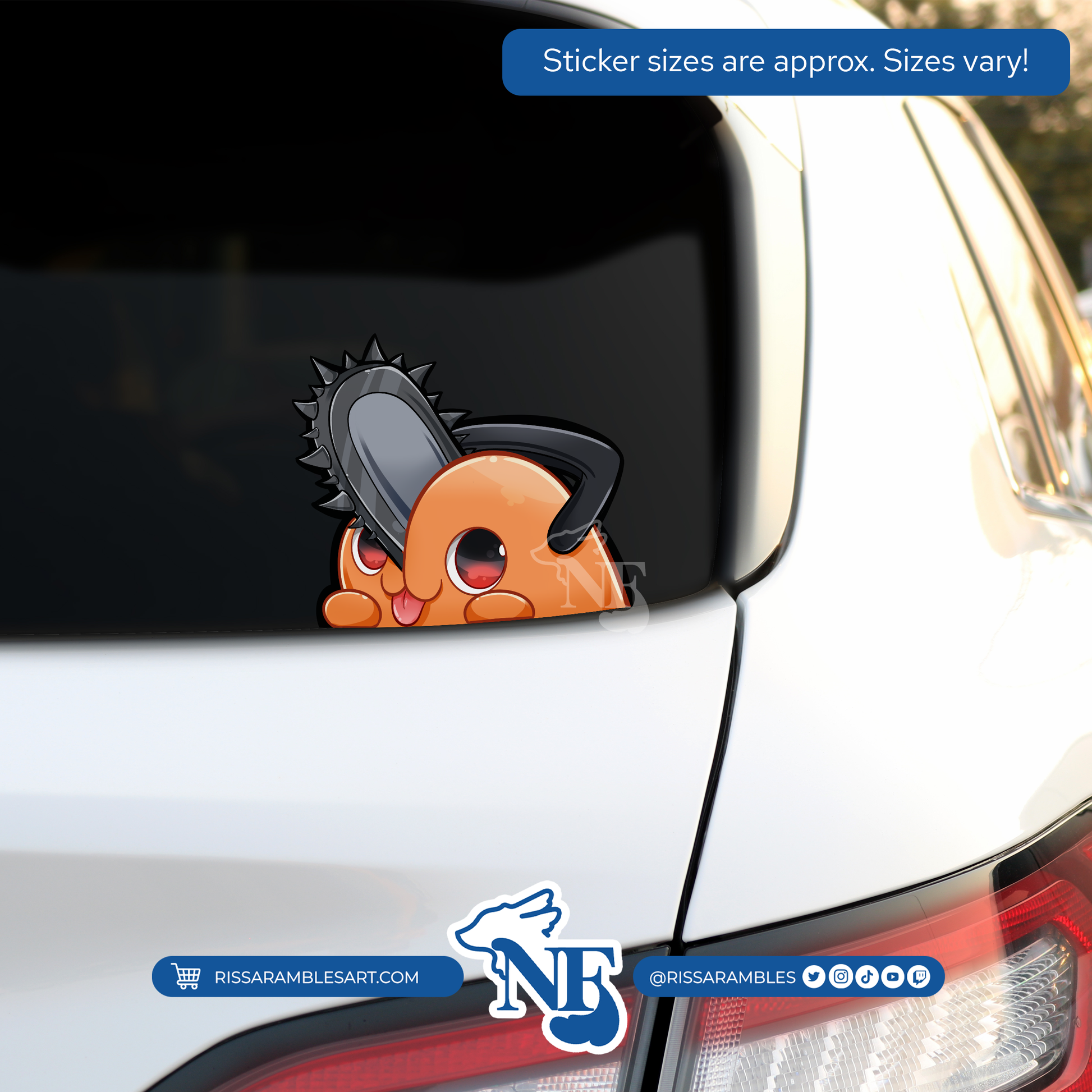 Anime Vinyl Peeker Stickers for Cars | Pochita