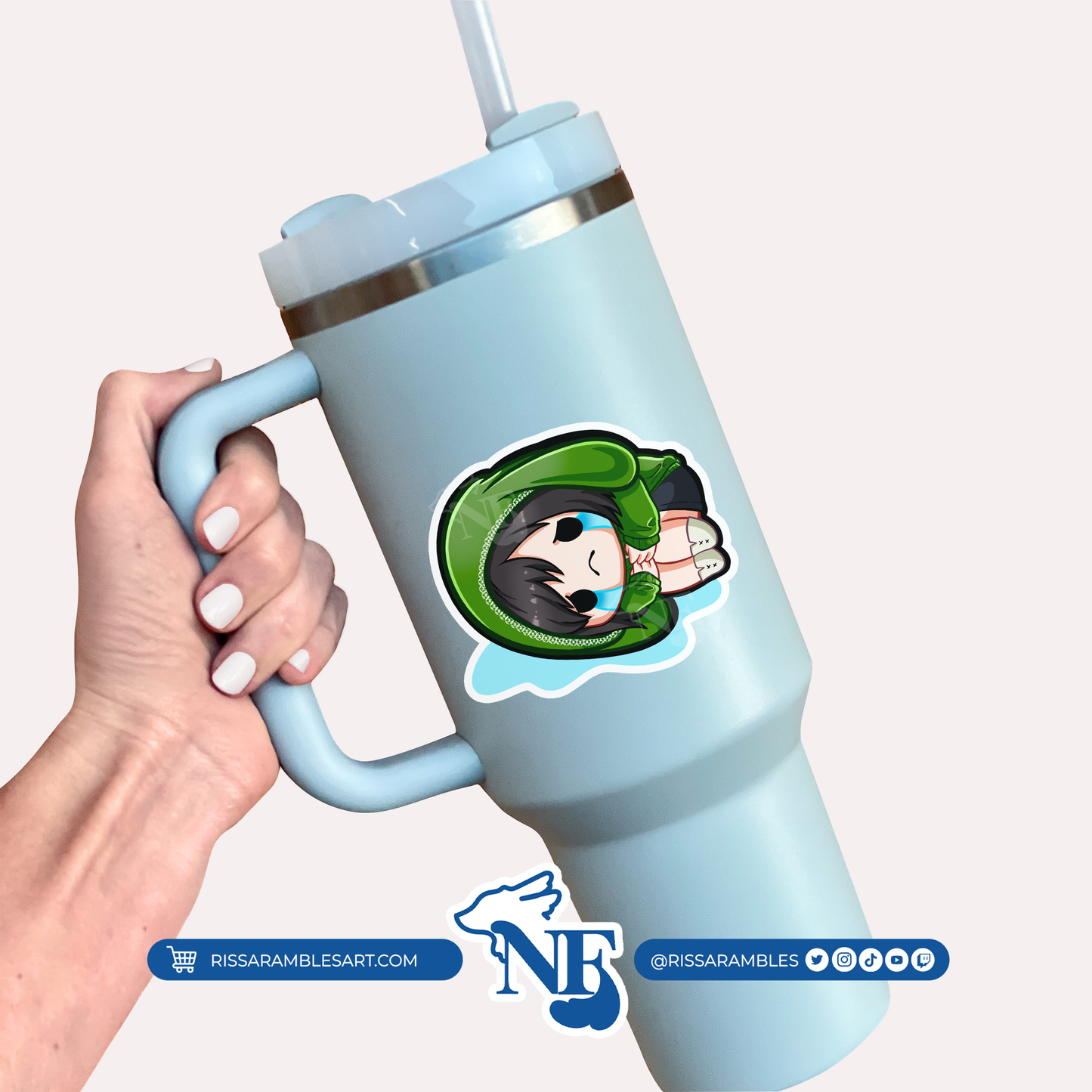 Green Bunny Feng Dead by Daylight Stickers (Cry) | Gaming Stickers | Gamer Sticker | DBD Feng | Vinyl Stickers | Stickers for Laptop