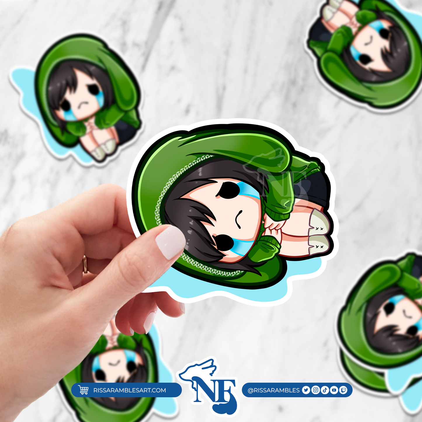 Green Bunny Feng Dead by Daylight Stickers (Cry) | Gaming Stickers | Gamer Sticker | DBD Feng | Vinyl Stickers | Stickers for Laptop