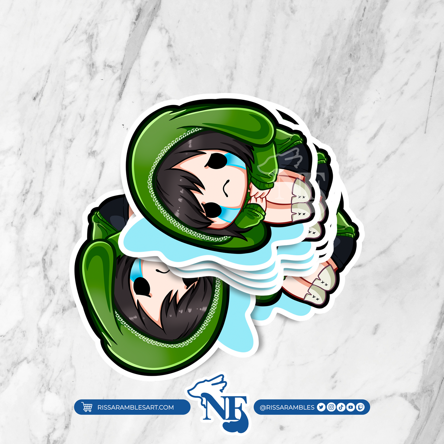 Green Bunny Feng Dead by Daylight Stickers (Cry) | Gaming Stickers | Gamer Sticker | DBD Feng | Vinyl Stickers | Stickers for Laptop
