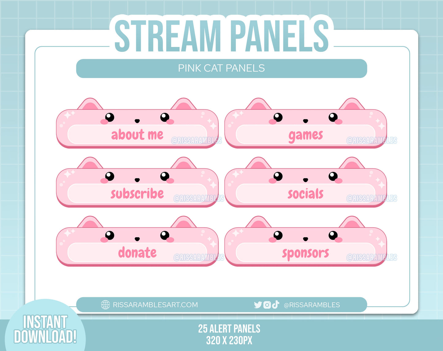 Cat Pink Twitch Panels | Stream Panels