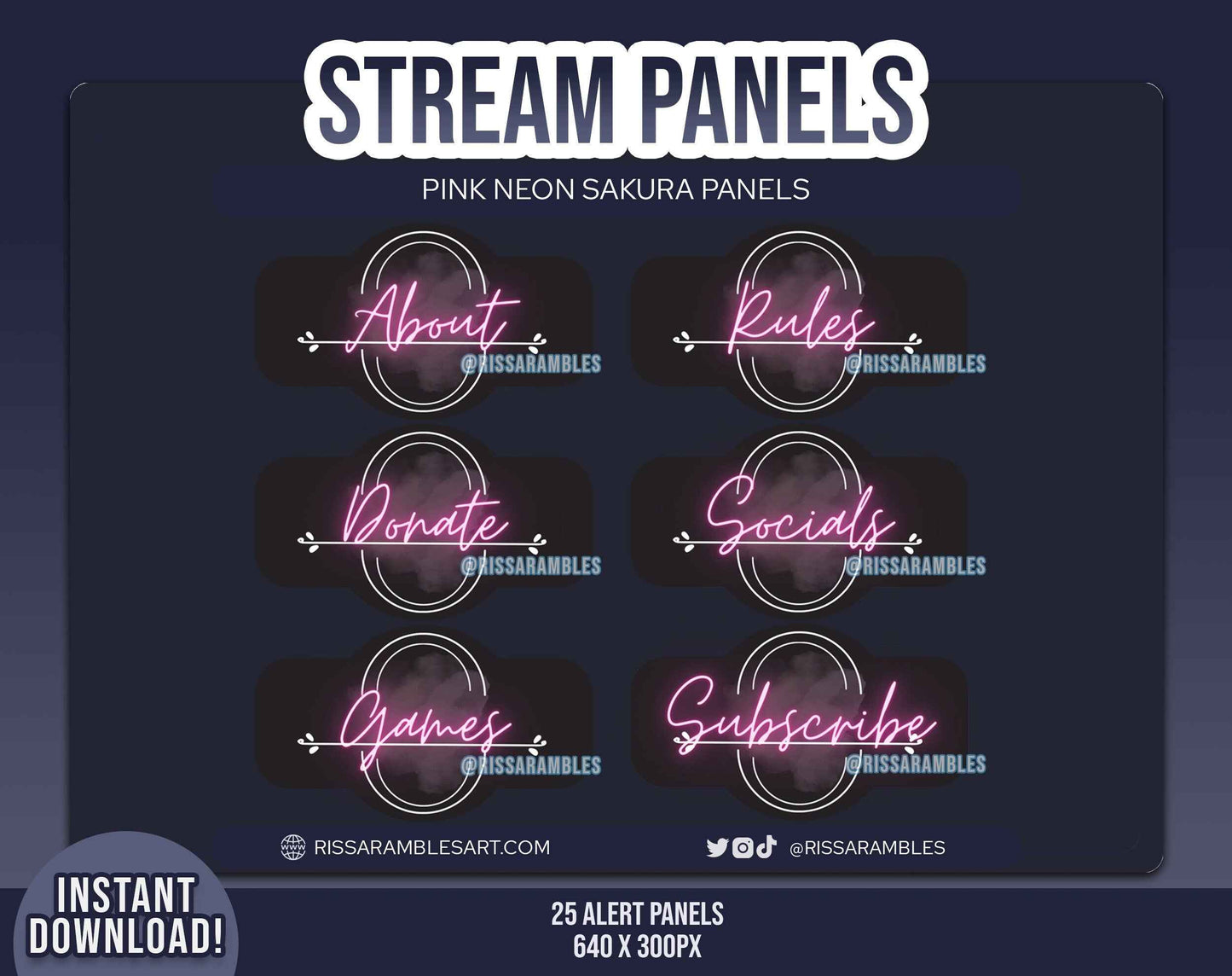 Neon Sakura Pink Twitch Panels | Stream Panels | Twitch Alerts | Twitch Package | Twitch Overlays | Twitch Stream Pack