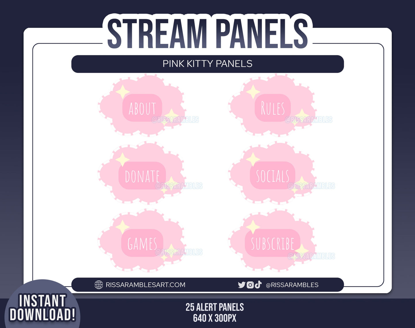 Cute Pastel Cloud Pink Twitch Panels | Stream Panels