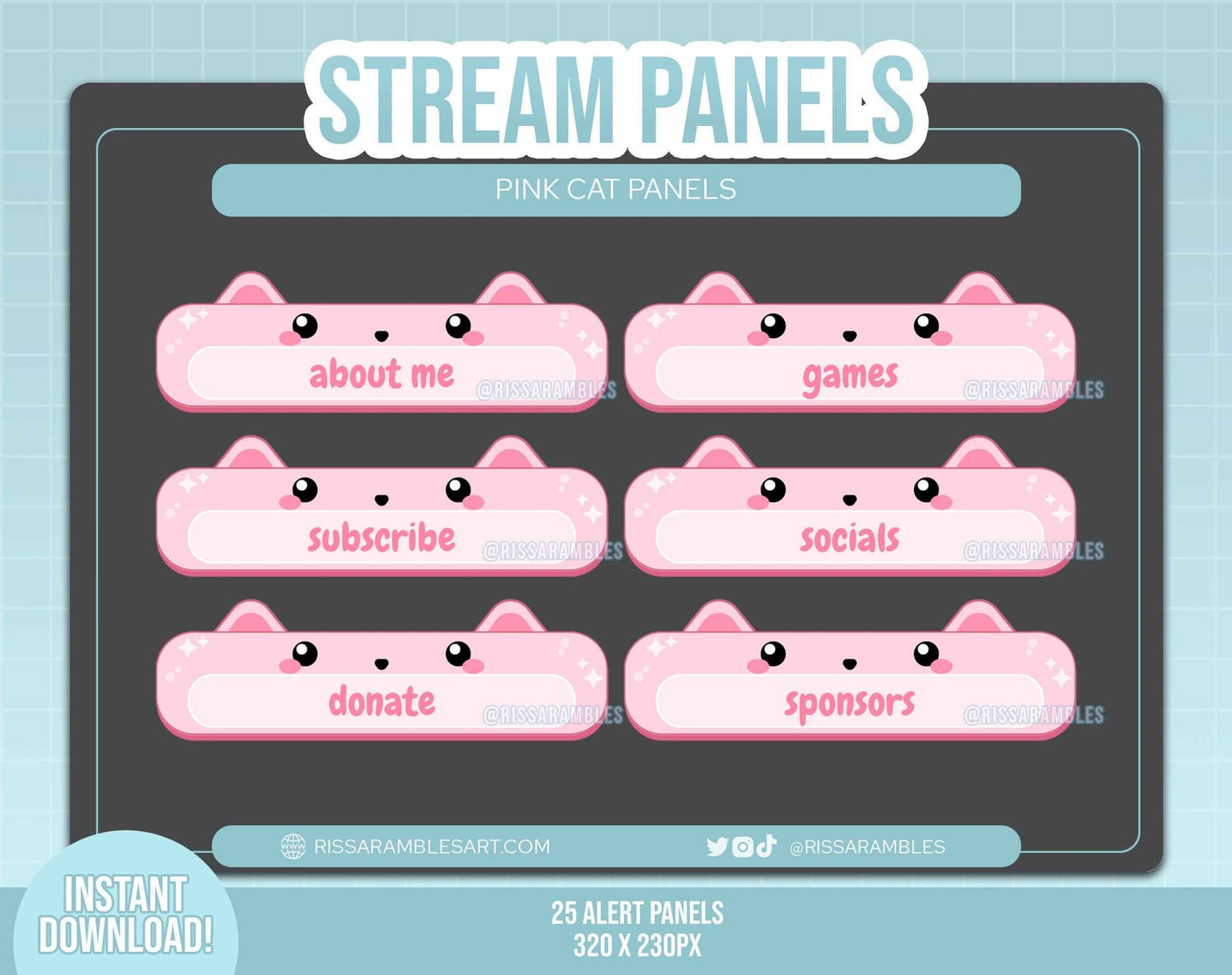 Cat Pink Twitch Panels | Stream Panels