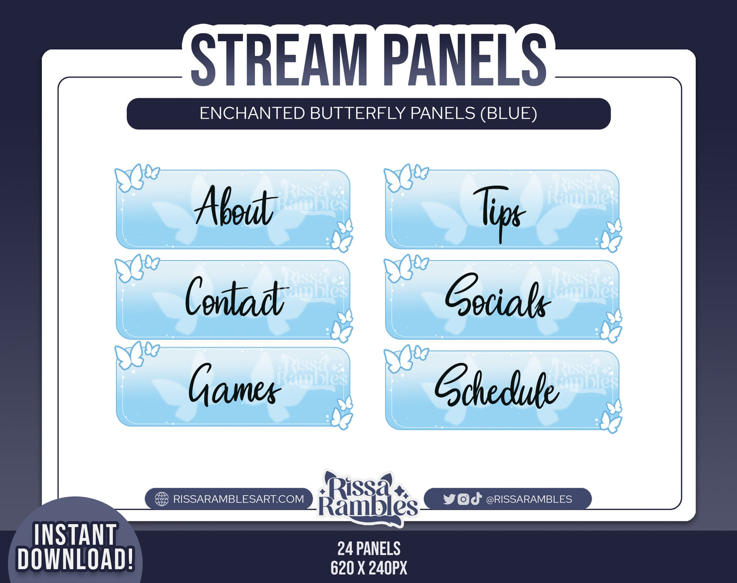 Enchanted Butterfly Panels Twitch (Blue) | Stream Panels