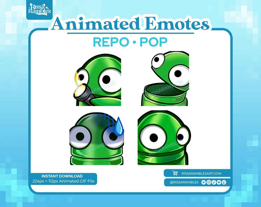 REPO Emotes Pack Animated for Twitch, Discord (Green) | Side Eye Animated Emote