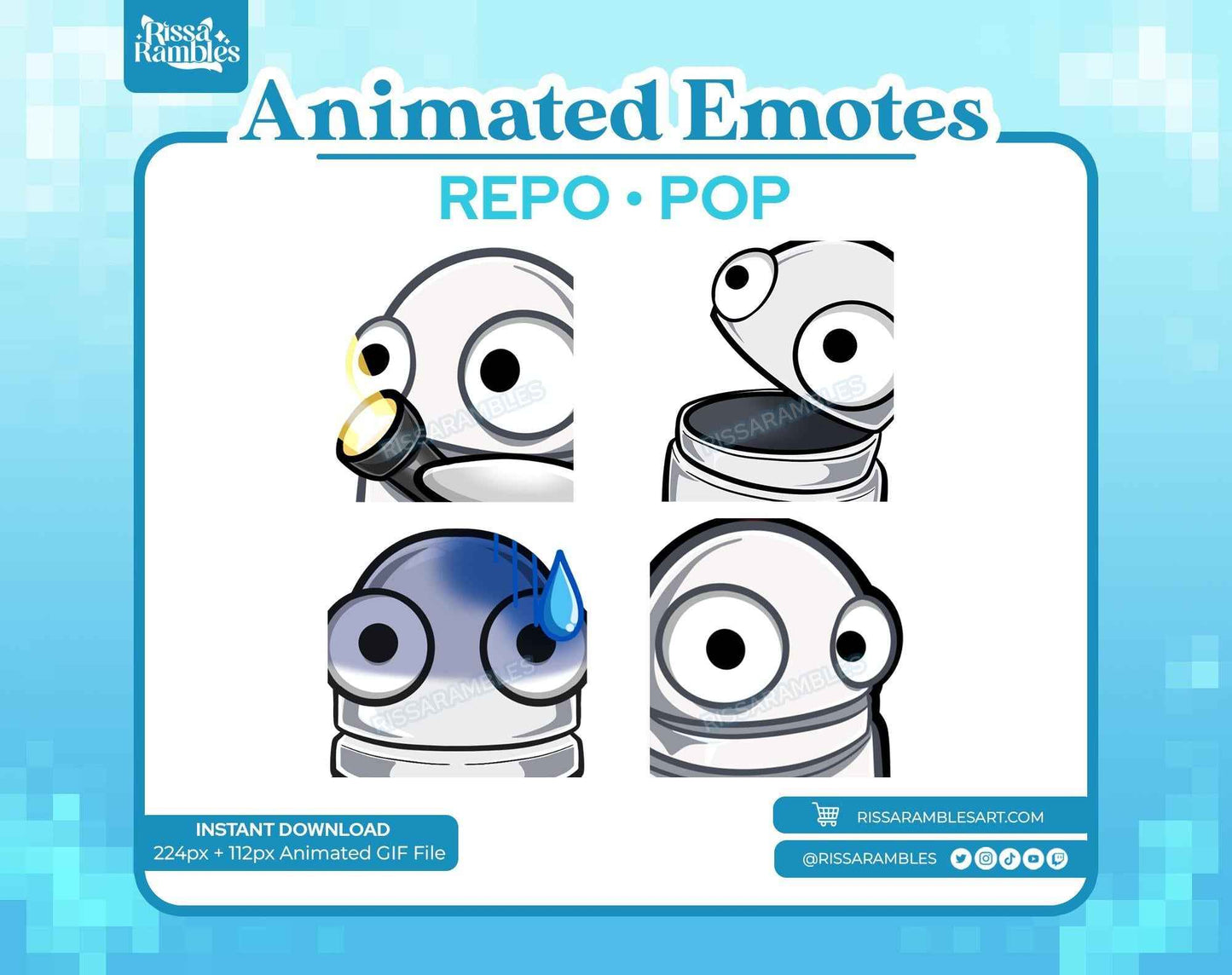 REPO Emotes Pack Animated for Twitch, Discord (White) | Side Eye Animated Emote