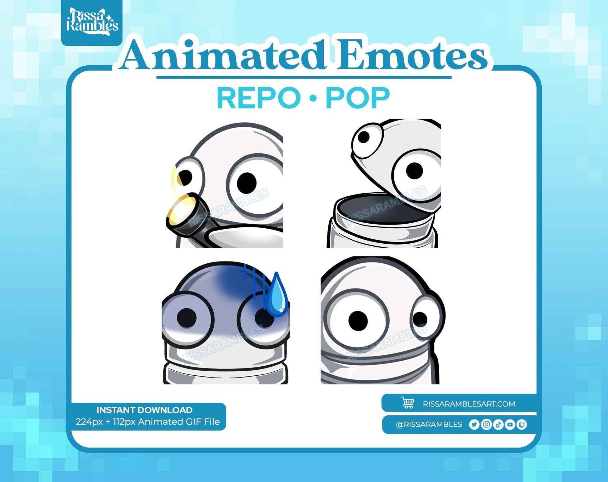 REPO Emotes Pack Animated for Twitch, Discord (White) | Side Eye Animated Emote