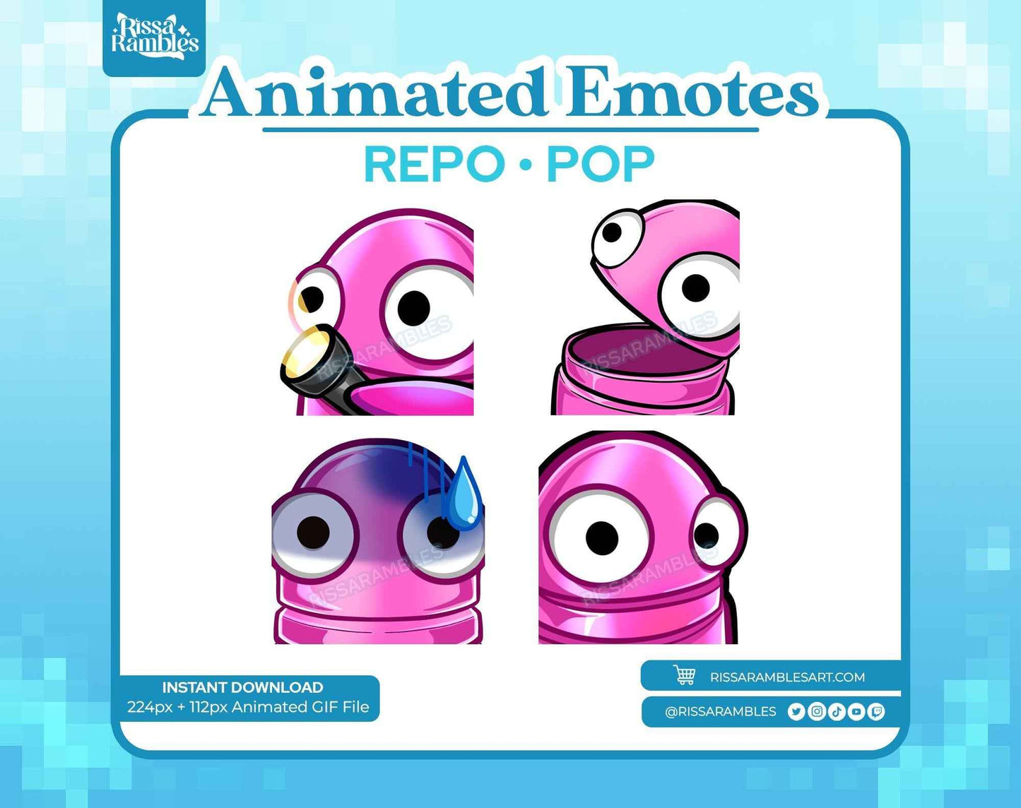 REPO Emotes Pack Animated for Twitch, Discord (Pink) | Side Eye Animated Emote