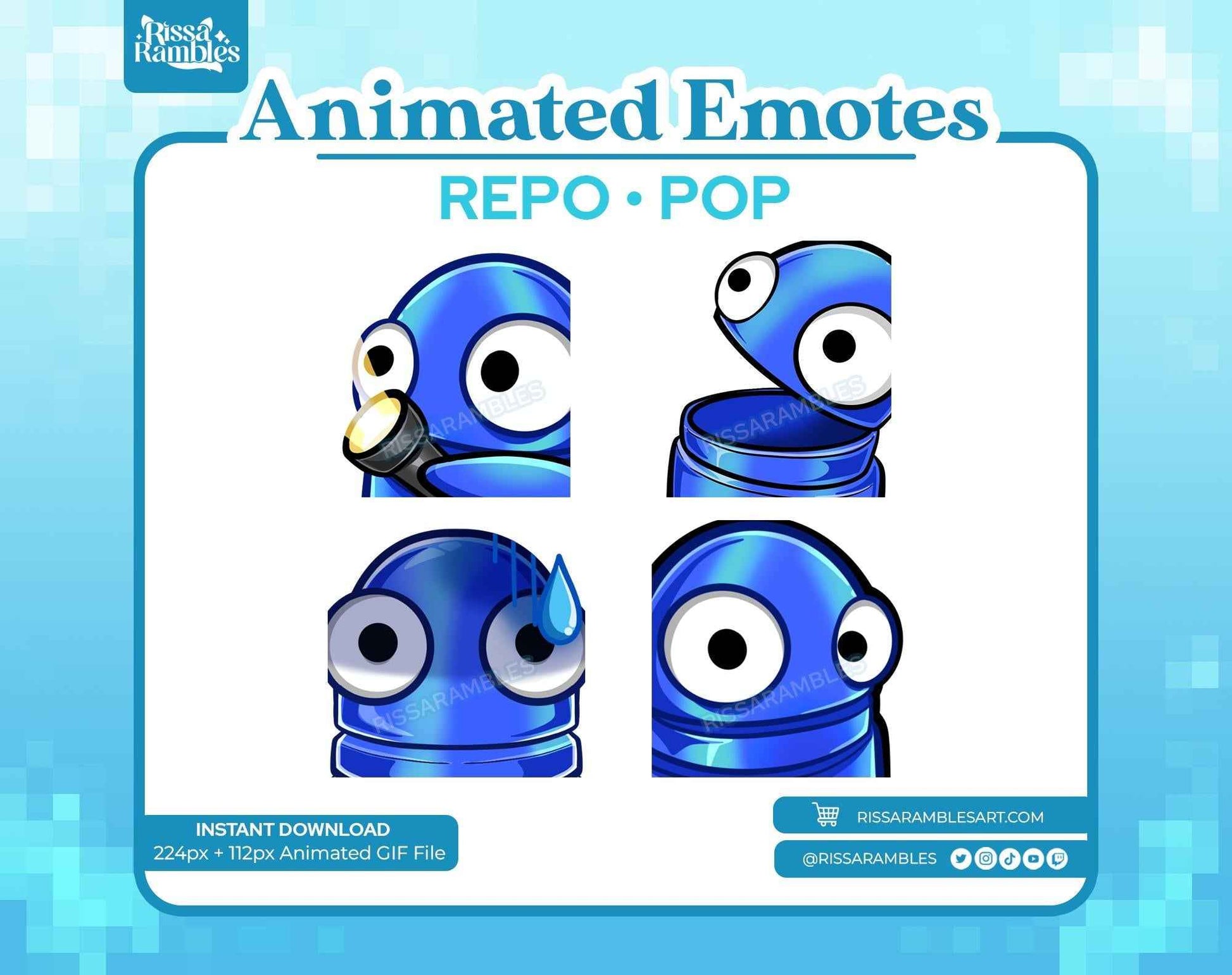 REPO Emotes Pack Animated for Twitch, Discord (Blue) | Side Eye Animated Emote