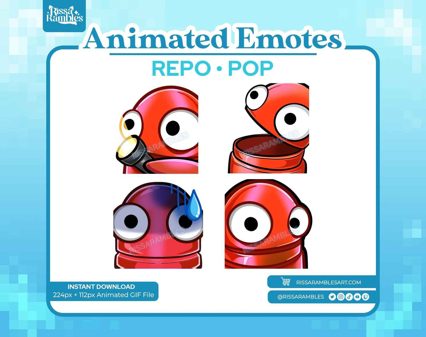 REPO Emotes Pack Animated for Twitch, Discord (Red) | Side Eye Animated Emote