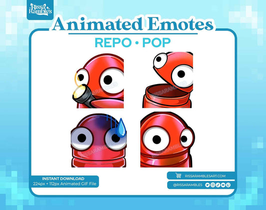 REPO Emotes Pack Animated for Twitch, Discord (Red) | Side Eye Animated Emote
