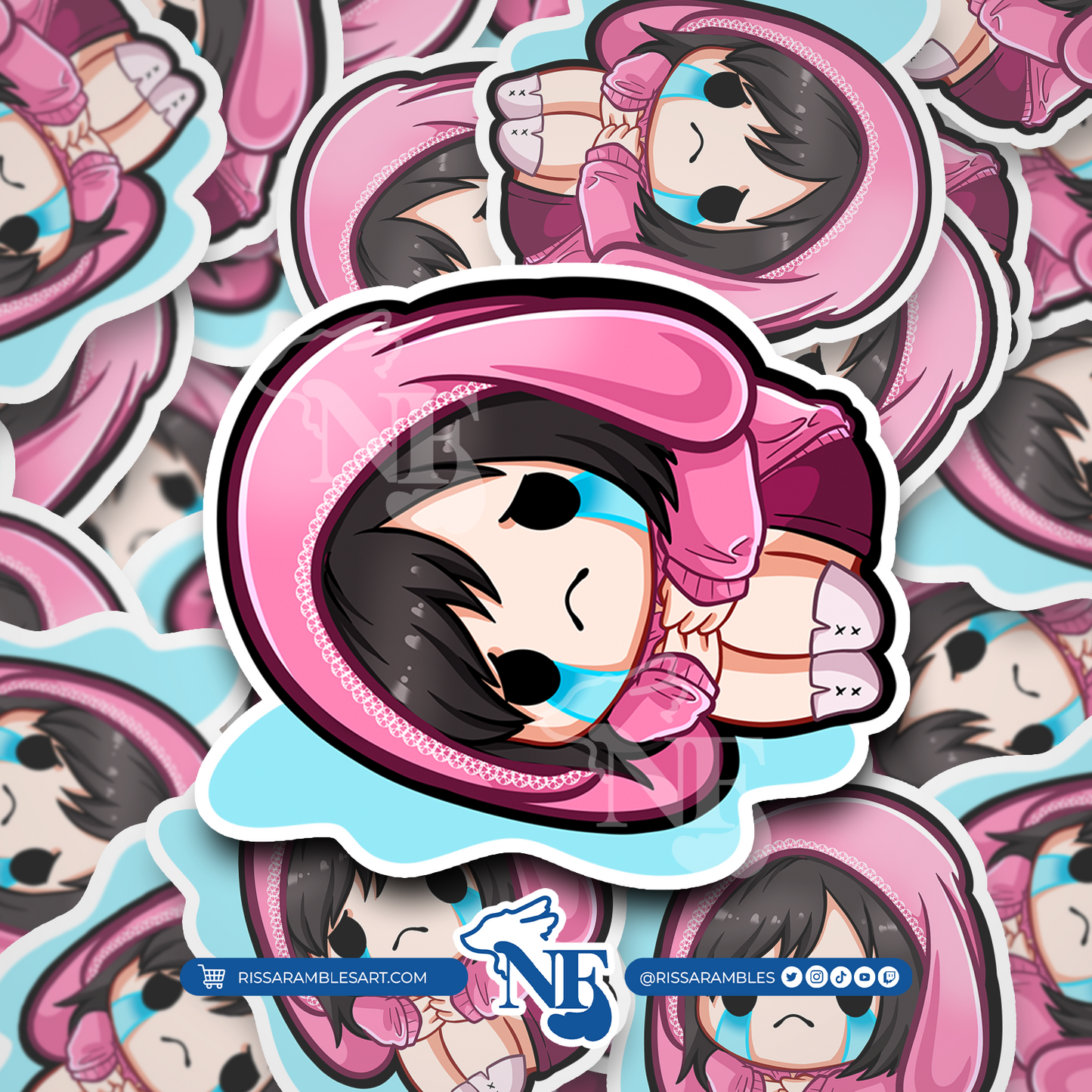 Pink Bunny Feng Dead by Daylight Stickers (Cry) | Gaming Stickers | Gamer Sticker | DBD Feng | Vinyl Stickers | Stickers for Laptop