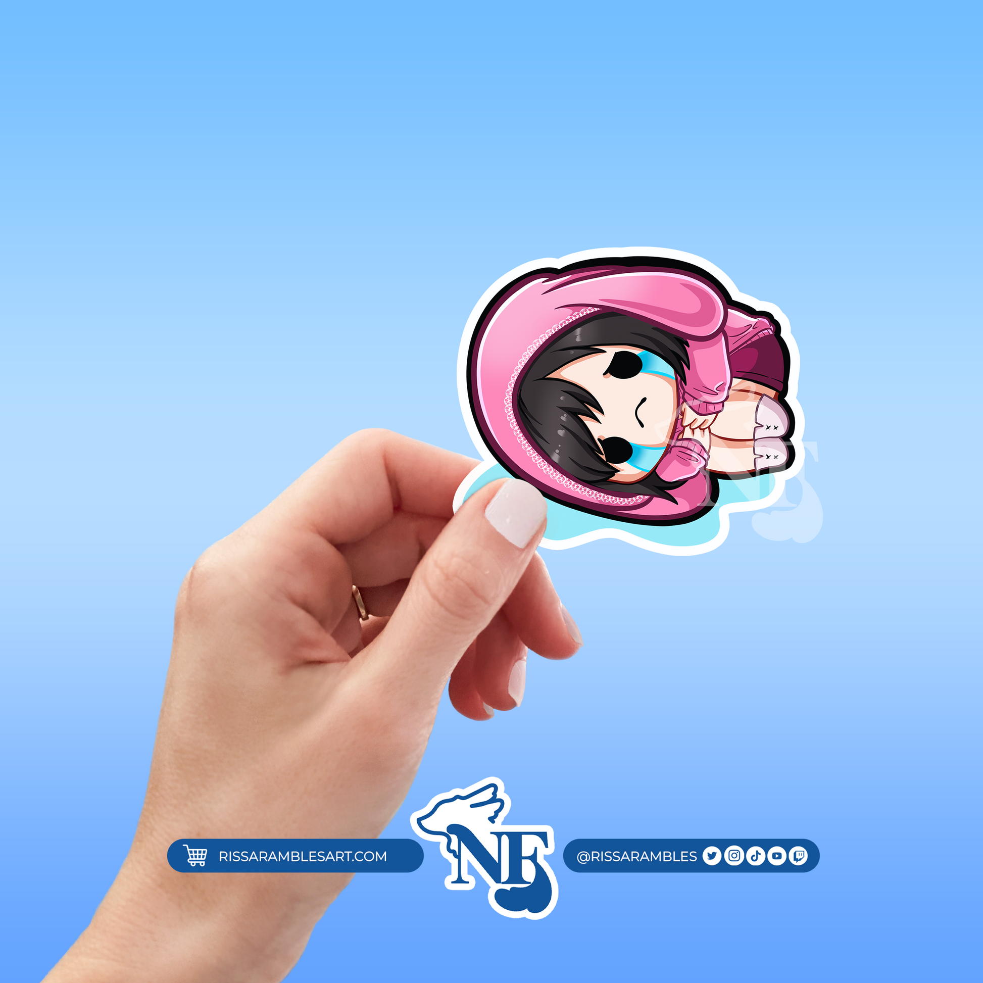 Pink Bunny Feng Dead by Daylight Stickers (Cry) | Gaming Stickers | Gamer Sticker | DBD Feng | Vinyl Stickers | Stickers for Laptop Printify
