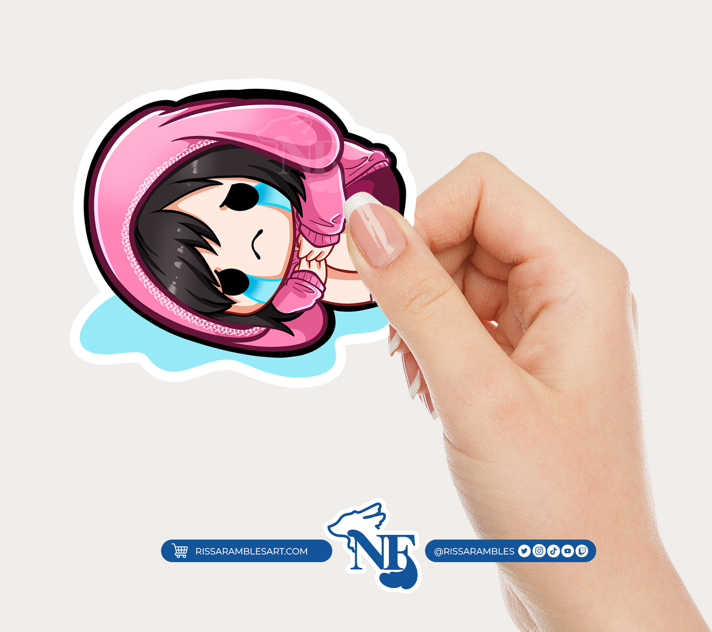 Pink Bunny Feng Dead by Daylight Stickers (Cry) | Gaming Stickers | Gamer Sticker | DBD Feng | Vinyl Stickers | Stickers for Laptop Printify