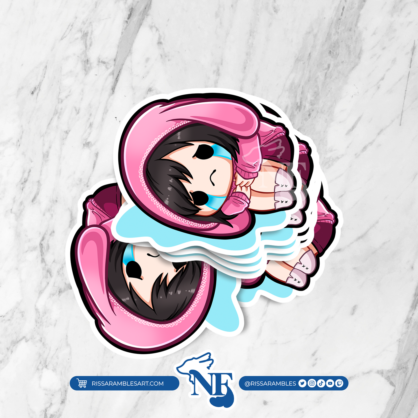 Pink Bunny Feng Dead by Daylight Stickers (Cry) | Gaming Stickers | Gamer Sticker | DBD Feng | Vinyl Stickers | Stickers for Laptop