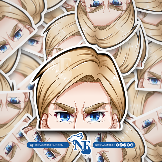 A O T Erwin Smith Peeker Vinyl Decal Sticker | Anime Peeker Sticker for Cars, Water Bottles, Laptops | Anime Gifts for Her, Him