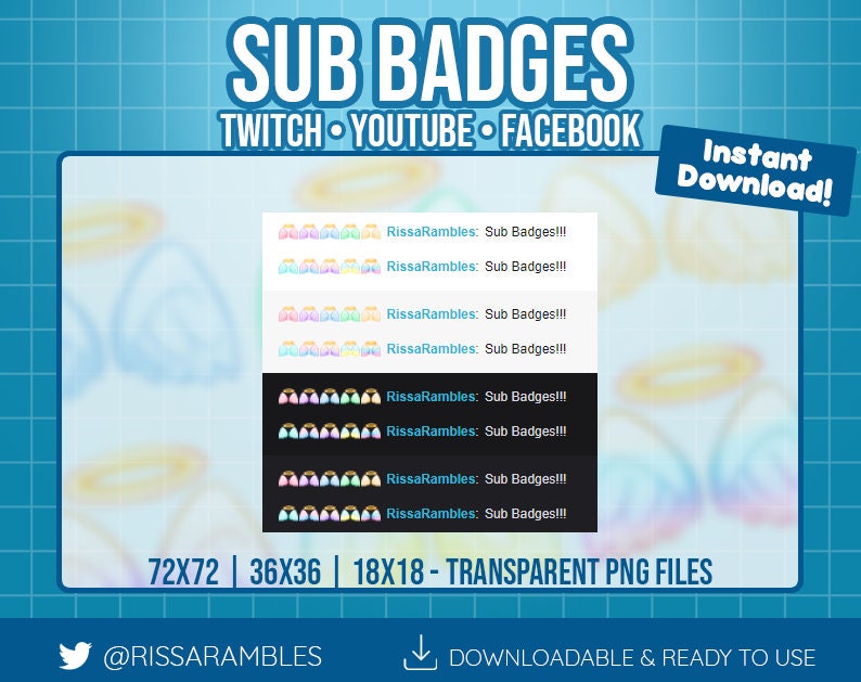 Kawaii Pastel Angel Wings Twitch Sub Badges