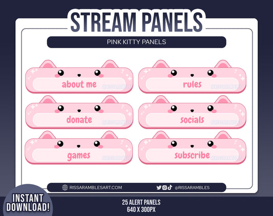 Cat Pink Twitch Panels | Stream Panels