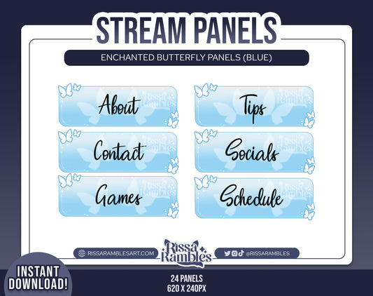 Enchanted Butterfly Panels Twitch (Blue) | Stream Panels