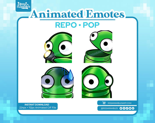 REPO Emotes Pack Animated for Twitch, Discord (Green) | Side Eye Animated Emote