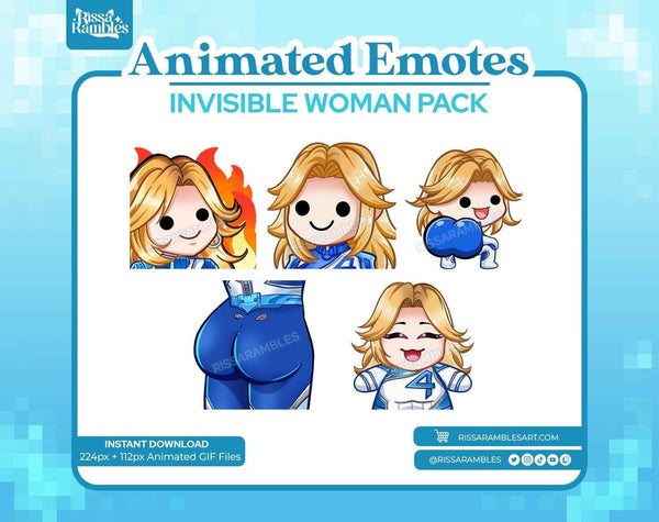 Invisible Woman Marvel Rivals Emotes Pack | Animated Emotes Twitch ...