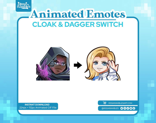 Cloak and Dagger Marvel Rivals Emotes Animated | Twitch Emotes
