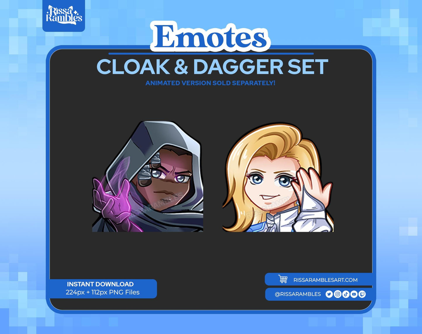 Cloak and Dagger Marvel Rivals Emotes Pack | STATIC Emotes Only | NON-Animated