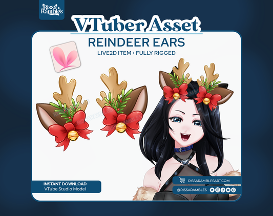 Reindeer Ears VTuber Asset | Christmas VTuber Assets | Live2D Items for VTube Studio
